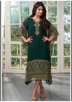 Green Viscose Georgette  Kaftan Kurti 